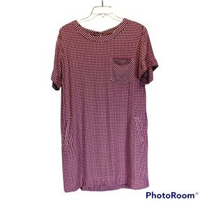 Madewell Red White Gingham Check Short Sleeve Shift Dress Size M